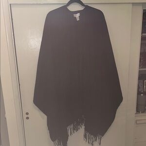 Worthington one size open Black Fringe Poncho / preowned
